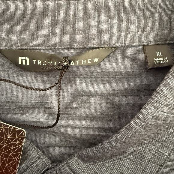 Travis Mathew The Heater Polo Mens XL Blue Gray Heathered Golf Shirt NEW - Picture 2 of 8